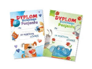 Dyplomy Dzielny Pacjent - Malowane zwierzaki - 40 szt. 